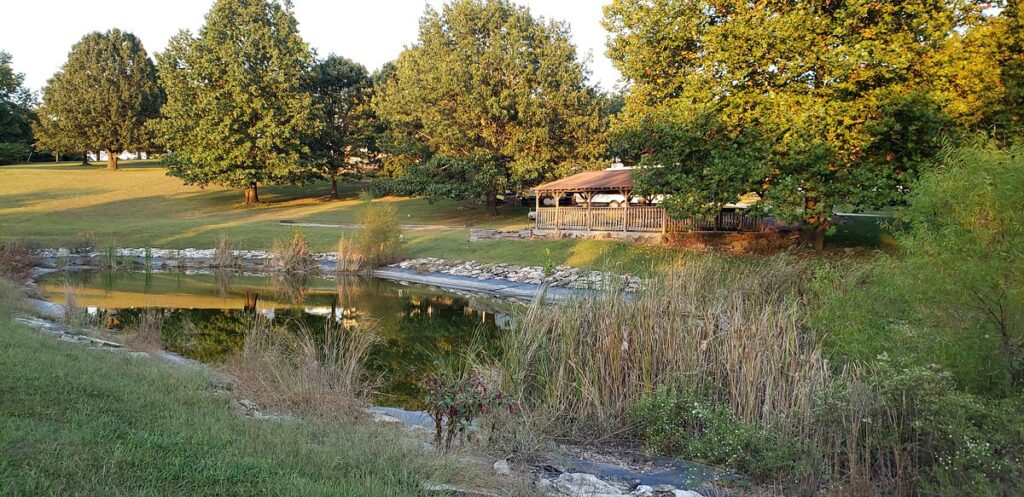 Lakeside gazebo near Ozark View RV Park in the Ozarks