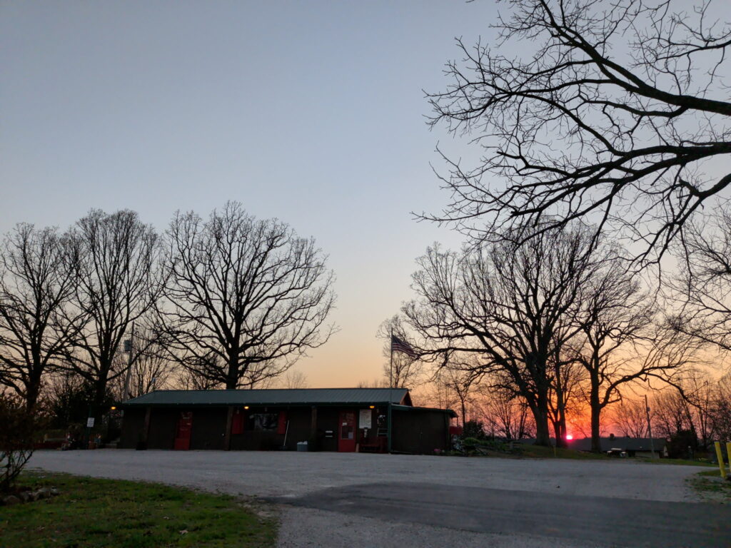 Sunset over Ozark View RV Park in the Ozark Mountains