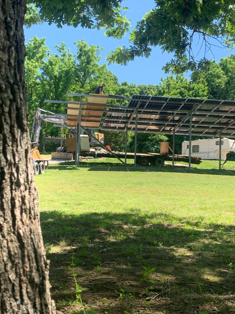 Construction of new covered RV storage at Ozark View RV Park